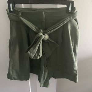 Asos paperbag high waisted olive shorts